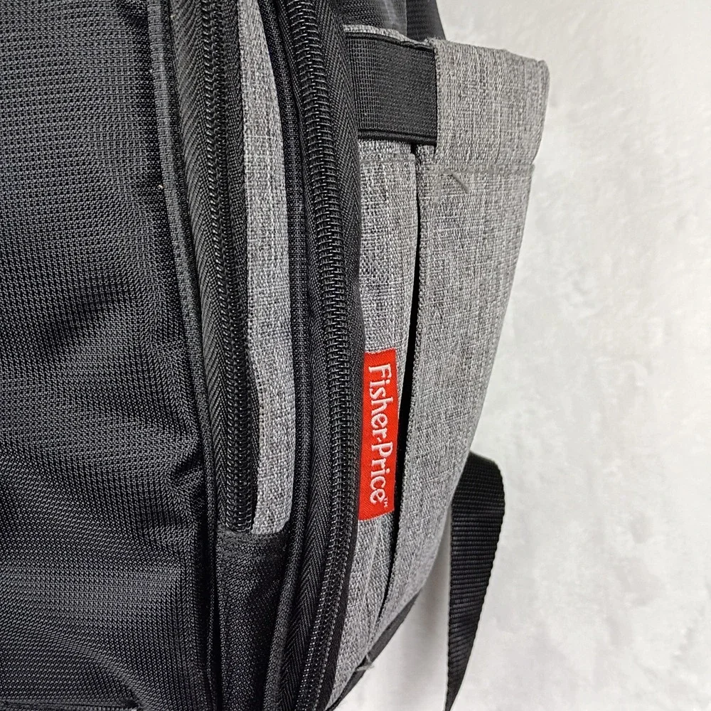 Fisher-Price Diaper Bag Backpack Gray Black Multi Pocket Travel Baby Bag‎
